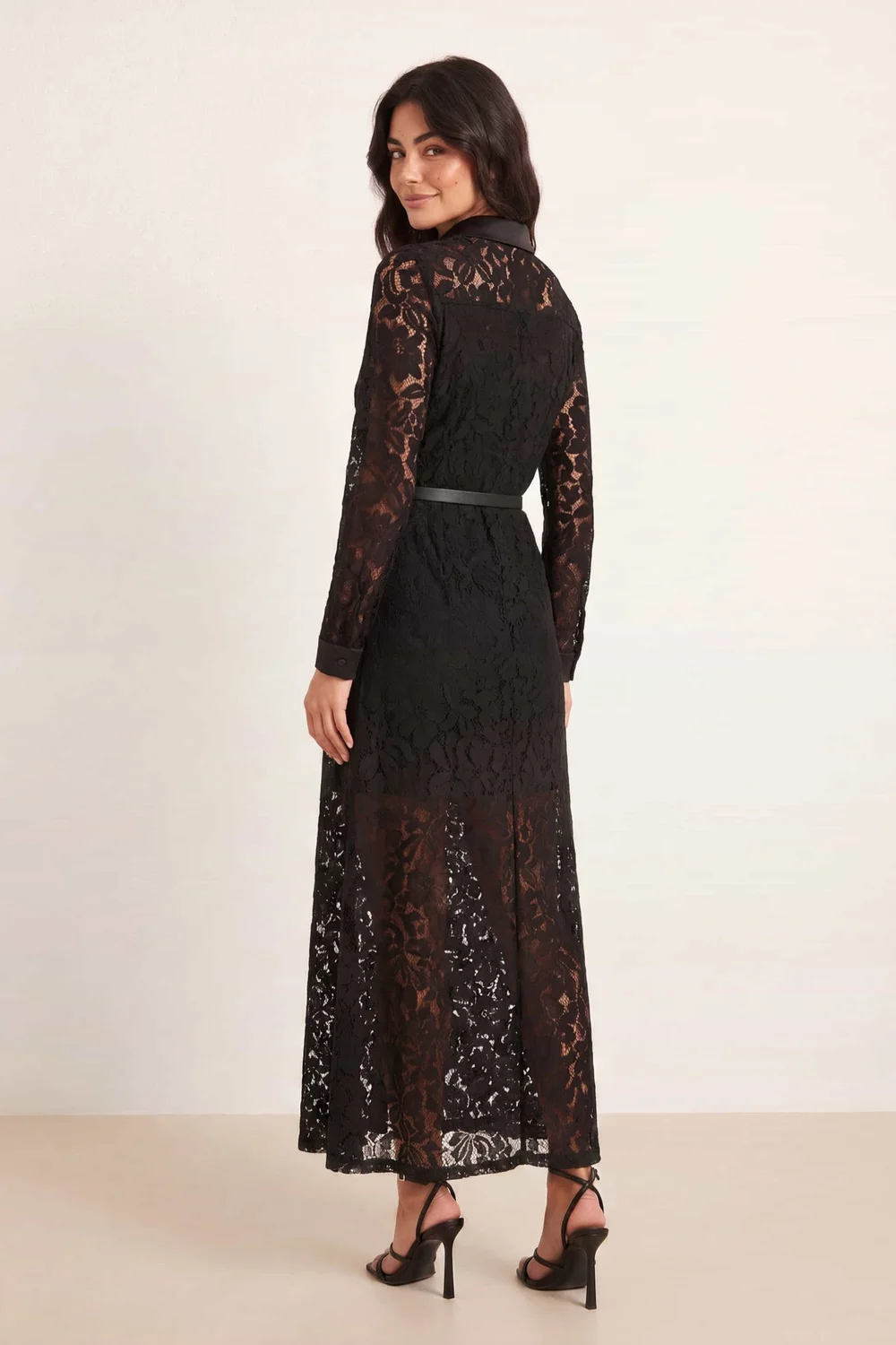 Style Cheat Daphne Black Lace Belted Shirt Dress - 12 Image 4