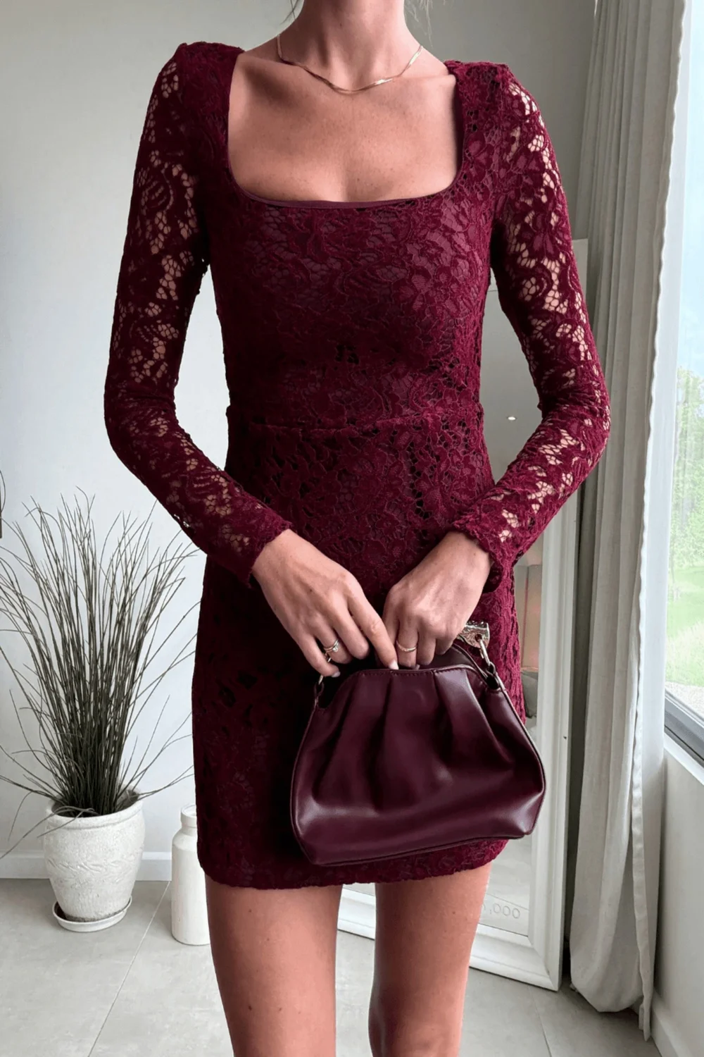 Style Cheat Burgundy Red Rita Lace Dress - 6 Image 2