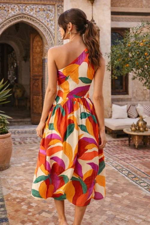 Style Cheat Multi Jasmine Cut Out One Shoulder Midi Dress - 14 Image 2