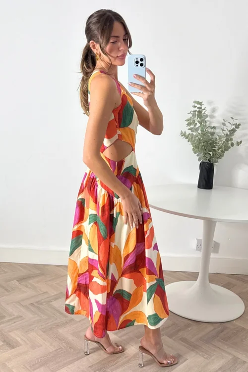 Style Cheat Multi Jasmine Cut Out One Shoulder Midi Dress - 14 Image 6
