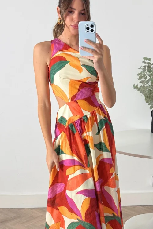 Style Cheat Multi Jasmine Cut Out One Shoulder Midi Dress - 14 Image 4
