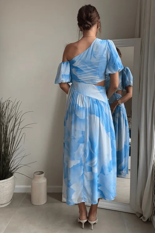 Style Cheat Blue Jennifer Asymmetric Cut Out Dress - 8 Image 4