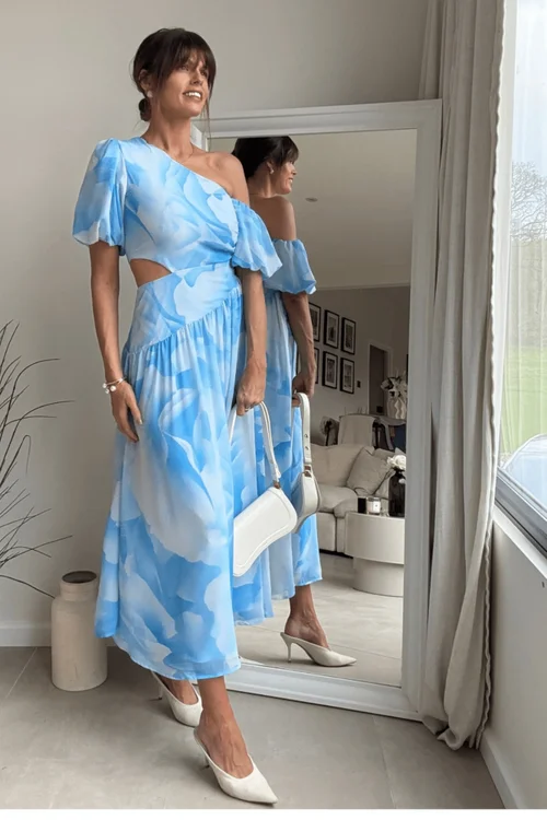 Style Cheat Blue Jennifer Asymmetric Cut Out Dress - 8 Image 1