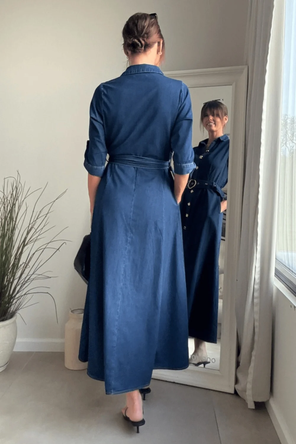 Style Cheat Blue Denim Daphne Belted Shirt Dress - 16 Image 6
