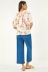 Roman Ivory Floral Print Tie Front Top - 20 Image 3