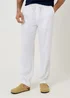 Threadbare White Linen Blend Drawcord Trousers - M Image 1