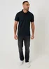 Threadbare Black Textured Cotton Rich Polo Shirt - S Image 3