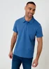 Threadbare Blue Textured Cotton Rich Polo Shirt - 2XL Image 1