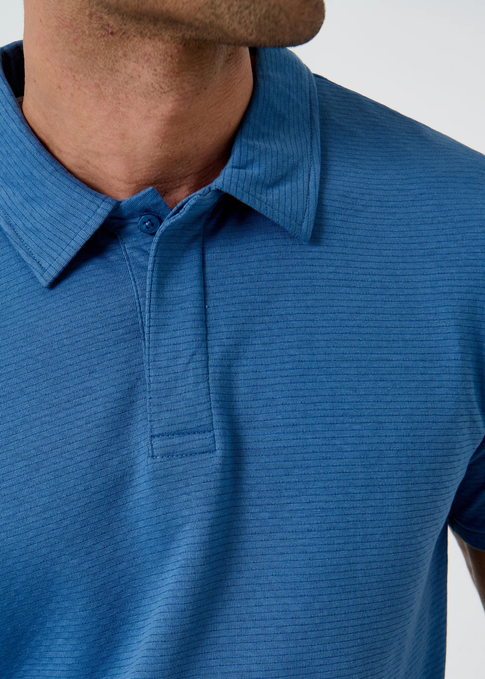 Threadbare Blue Textured Cotton Rich Polo Shirt - 2XL Image 5