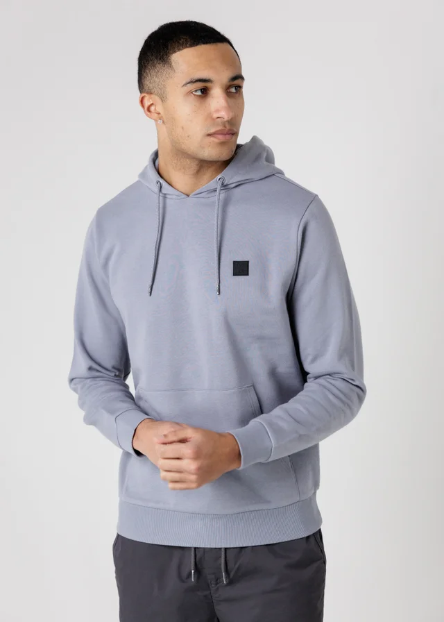 Tokyo Laundry Blue Brushed Back Fleece Hoody With Small Chest Logo