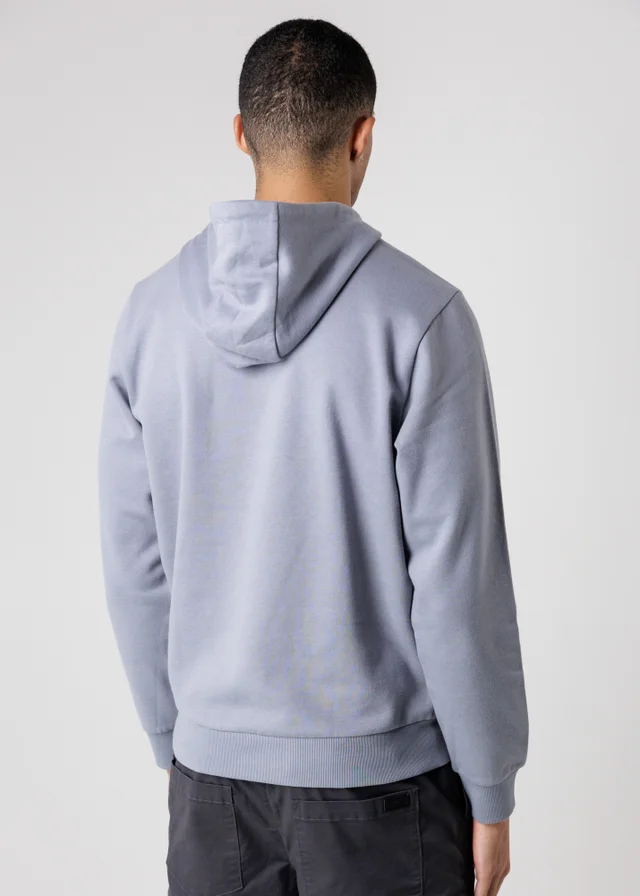 Tokyo Laundry Blue Brushed Back Fleece Hoody With Small Chest Logo