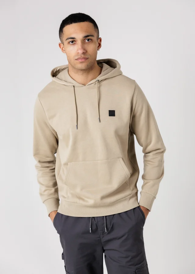 Tokyo Laundry Beige Brushed Back Fleece Hoody With Small Chest Logo