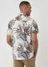 Threadbare Navy Leaf Print Cotton Short Sleeve Shirt - M Image 2