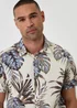 Threadbare Navy Leaf Print Cotton Short Sleeve Shirt - M Image 4