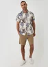 Threadbare Navy Leaf Print Cotton Short Sleeve Shirt - M Image 3