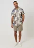 Threadbare Ecru Leaf Print Cotton Short Sleeve Shirt - M Image 3