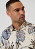 Threadbare Ecru Leaf Print Cotton Short Sleeve Shirt - M Image 4