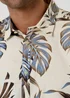 Threadbare Ecru Leaf Print Cotton Short Sleeve Shirt - M Image 5