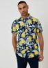 Threadbare Multi Lemon Print Cotton Short Sleeve Shirt - L Image 1