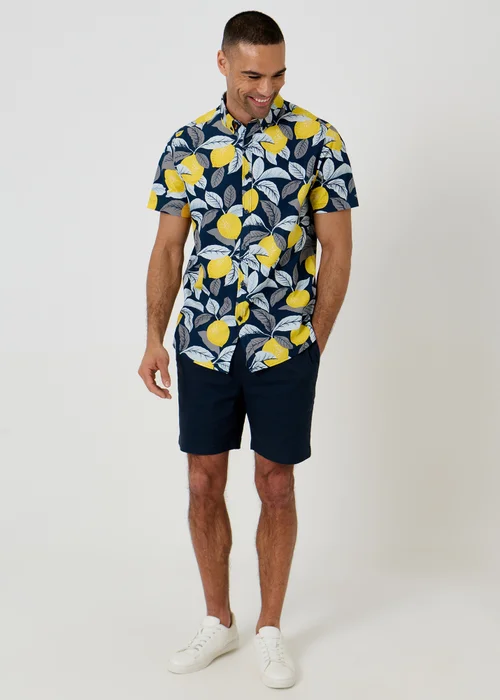 Threadbare Multi Lemon Print Cotton Short Sleeve Shirt - L Image 3