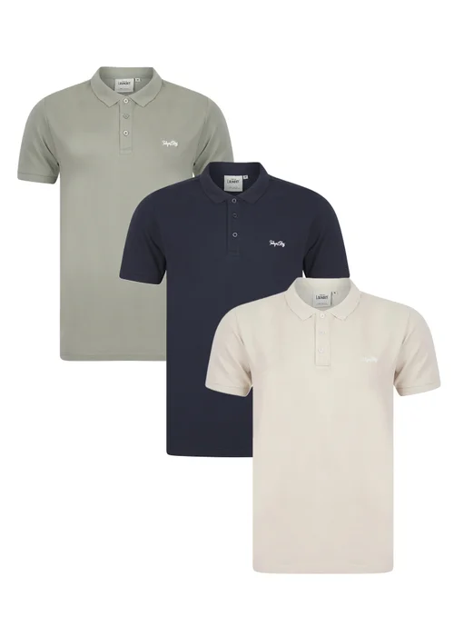Tokyo Laundry Navy 3-Pack Embroidered Logo Polo Shirt - 2XL Image 1