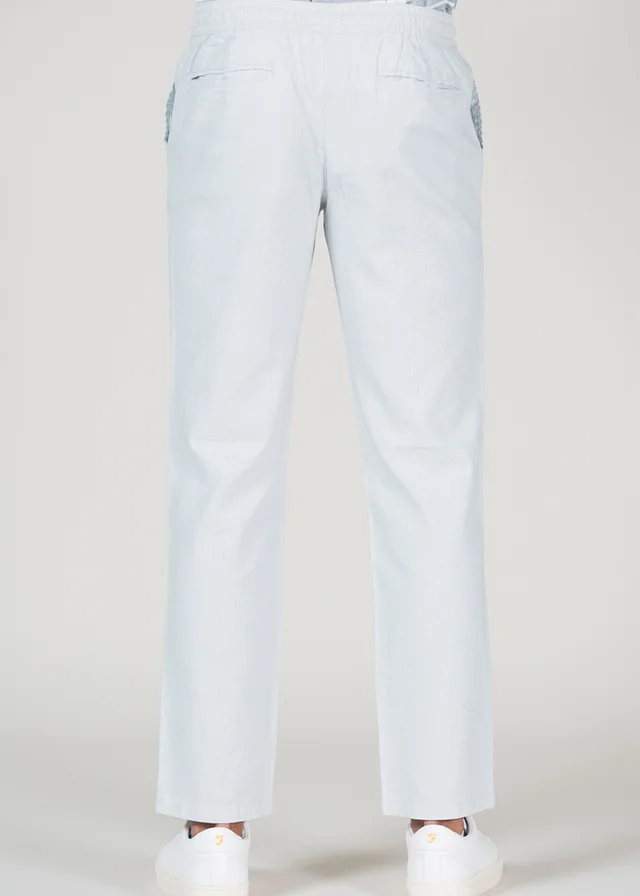 Tokyo Laundry Grey Cotton Linen Drawstring Straight Leg Trousers