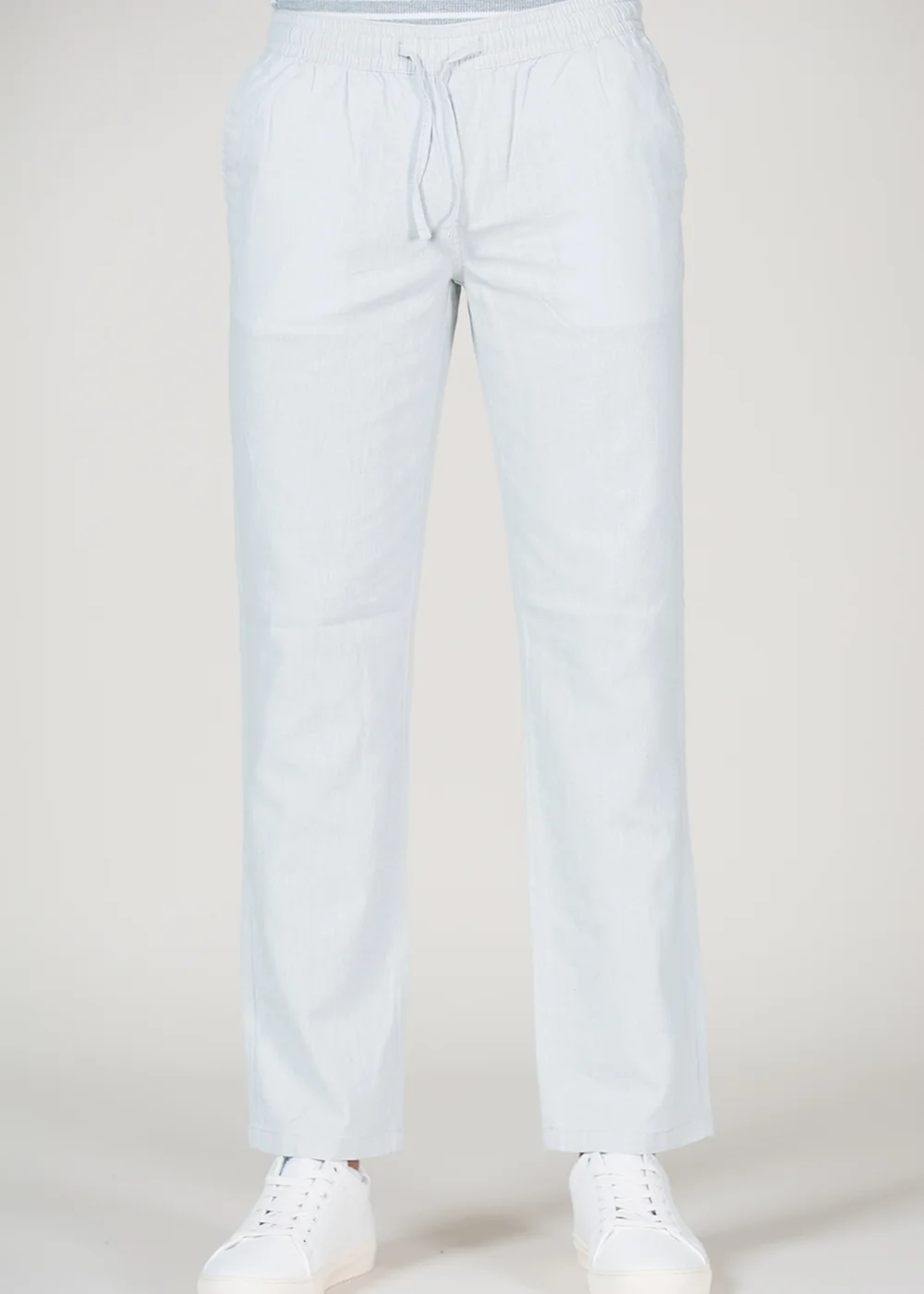 Tokyo Laundry Grey Cotton Linen Drawstring Straight Leg Trousers - 2XL Image 1