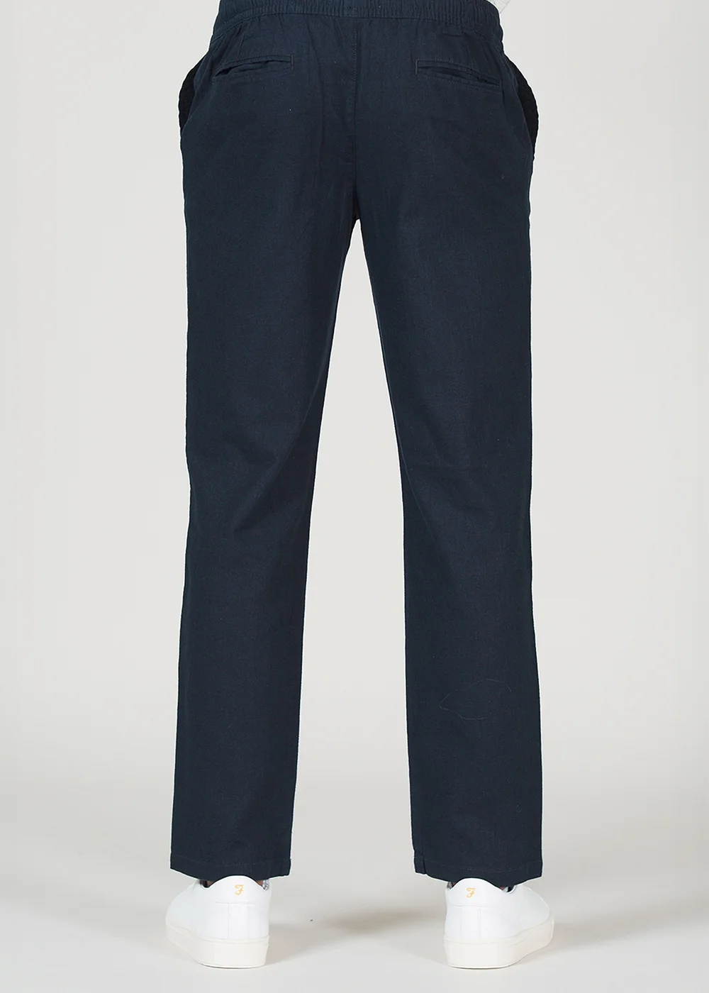 Tokyo Laundry Navy Cotton Linen Drawstring Straight Leg Trousers - S Image 2