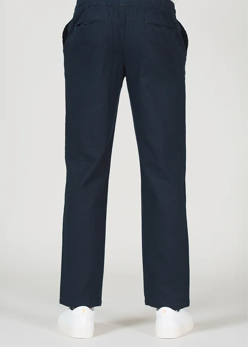 Tokyo Laundry Navy Cotton Linen Drawstring Straight Leg Trousers - S Image 2