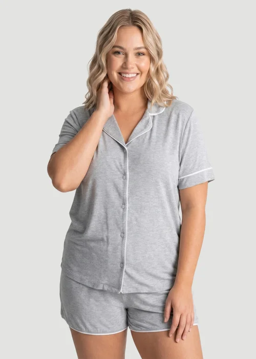 Conturve Marl Grey Oversized Jersey Piping Detail Short PJ Set - 8 Image 1