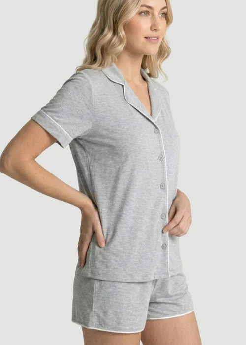 Conturve Marl Grey Oversized Jersey Piping Detail Short PJ Set - 8 Image 3