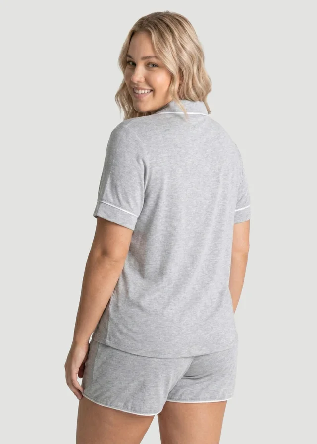 Conturve Marl Grey Oversized Jersey Piping Detail Short PJ Set