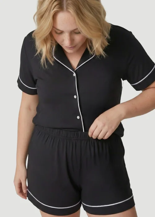 Conturve Black Oversized Jersey Piping Detail Short PJ Set - 10 Image 3