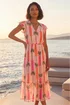 Dusk Light Pink Palm Shimmer Frill Maxi Dress - 12 Image 2