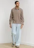 Influence Taupe Plisse Textured Long Sleeve Button Shirt - XL Image 4