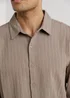 Influence Taupe Plisse Textured Long Sleeve Button Shirt - XL Image 3