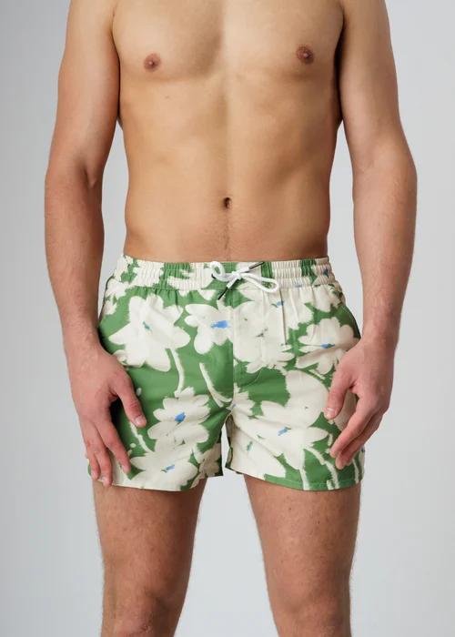 Influence green Elasticated Floral Print Swim Shorts - S Image 3