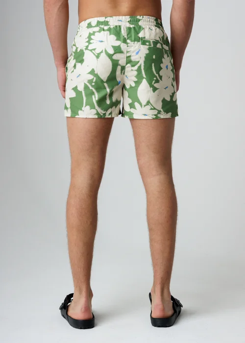 Influence green Elasticated Floral Print Swim Shorts - S Image 2