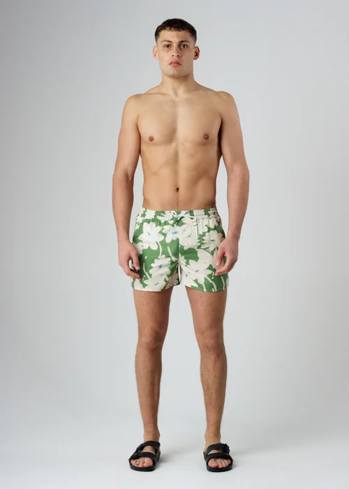Influence green Elasticated Floral Print Swim Shorts - S Image 4