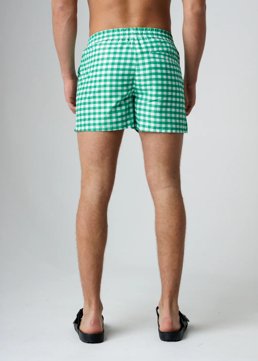Influence Green Elasticated Gingham Print Swim Shorts - XL Image 2