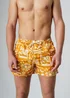 Influence Orange Elasticated Tropical Print Swim Shorts - M Image 3