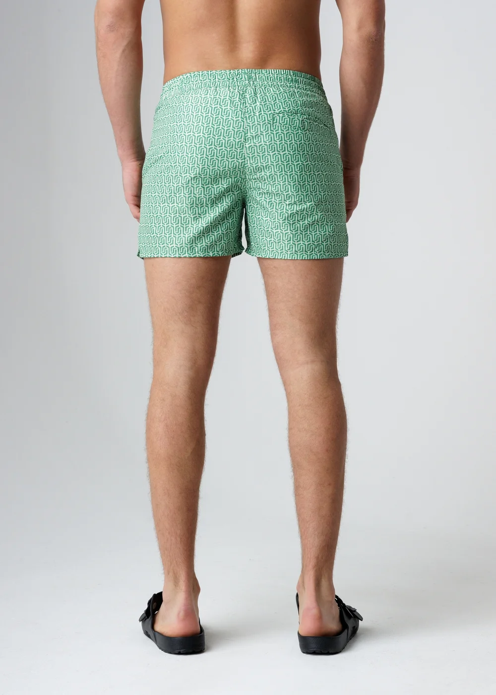 Influence Green Elasticated Geometric Print Swim Shorts - S Image 2