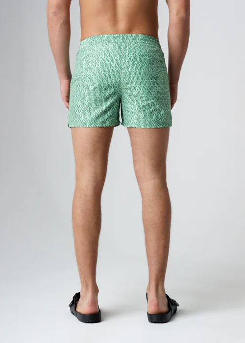 Influence Green Elasticated Geometric Print Swim Shorts - S Image 2