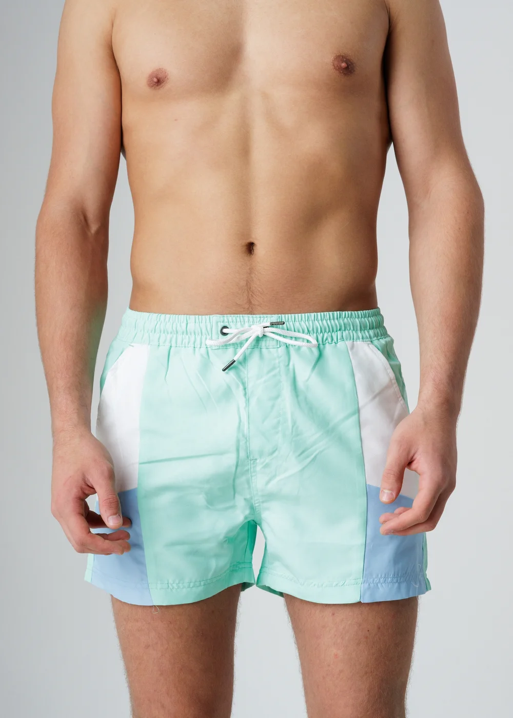 Influence Blue Elasticated Colourblock Swim Shorts - L Image 3