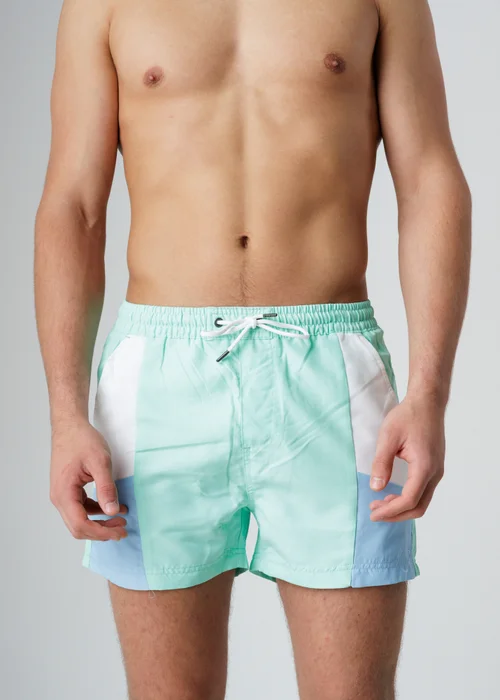 Influence Blue Elasticated Colourblock Swim Shorts - L Image 3