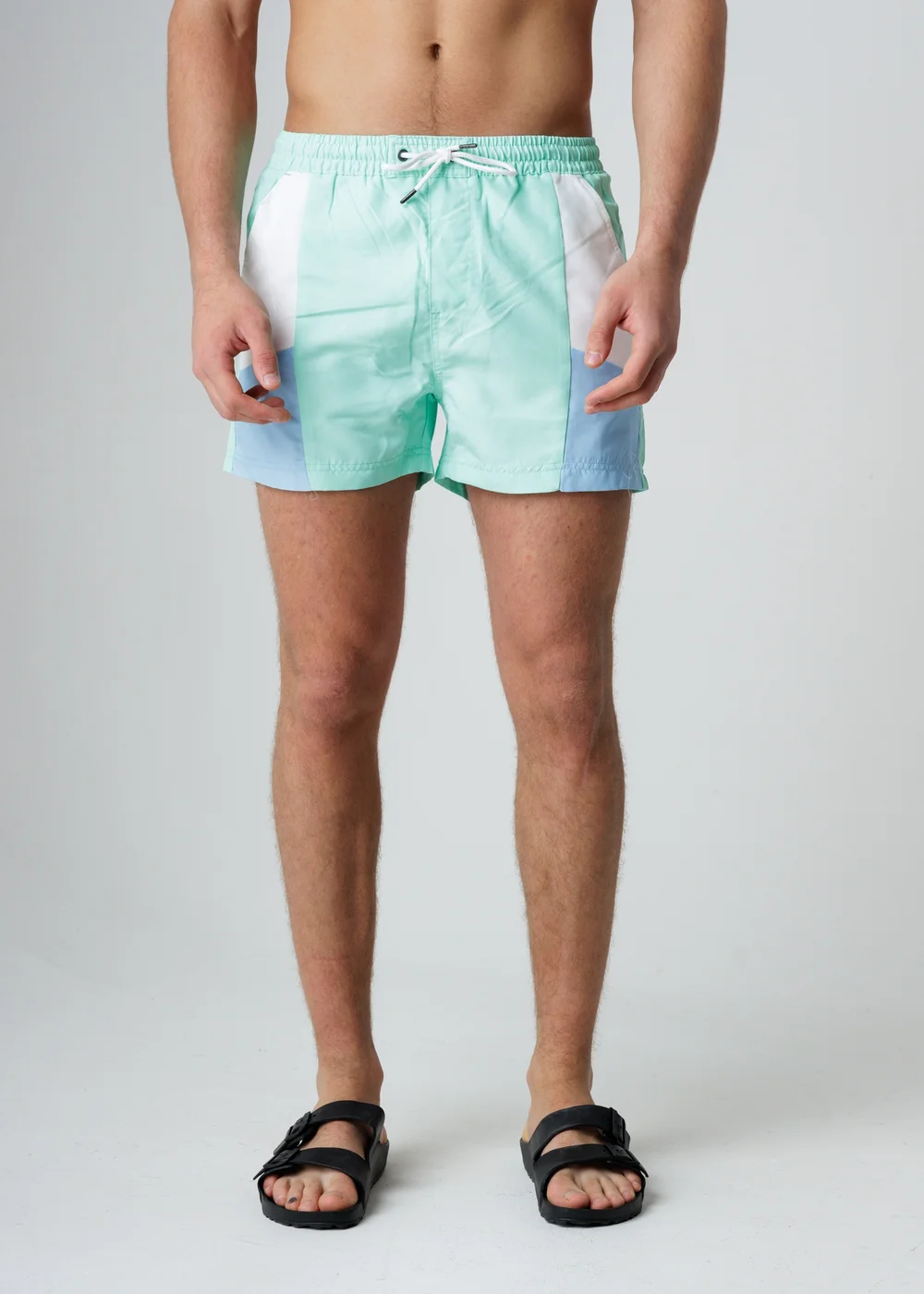Influence Blue Elasticated Colourblock Swim Shorts - L Image 1