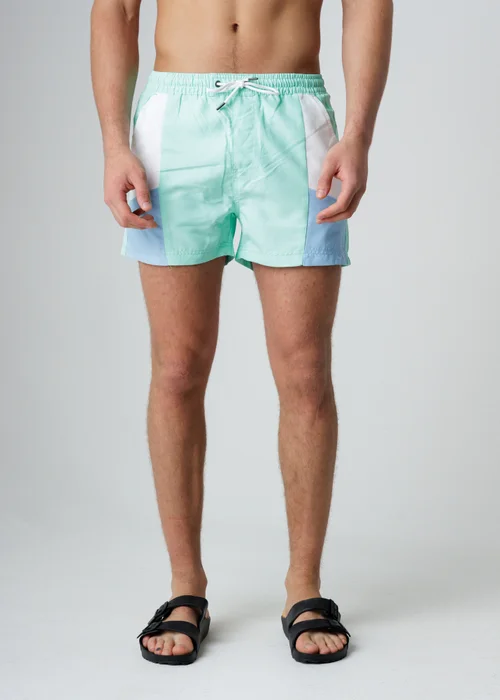 Influence Blue Elasticated Colourblock Swim Shorts - L Image 1