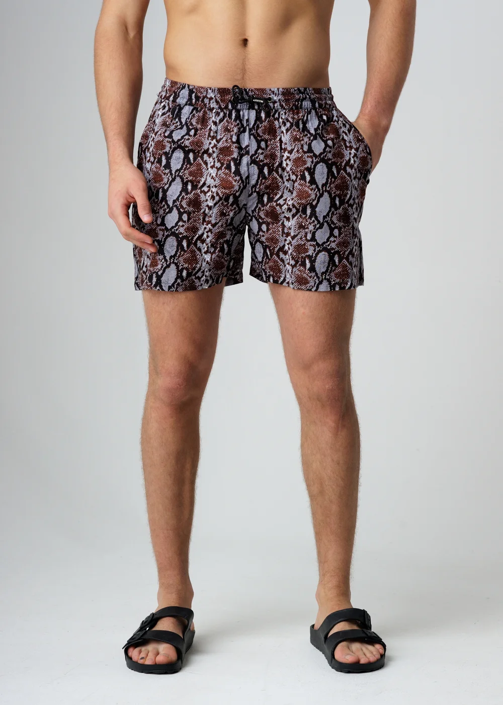 Influence Black Animal Print Elasticated Shorts - S Image 1