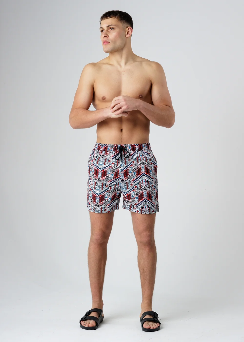 Influence Navy Abstract Print Elasticated Shorts - S Image 4