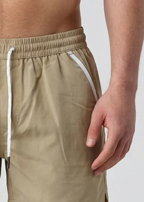 Influence Taupe Elasticated Stripe Swim Shorts - M Image 3